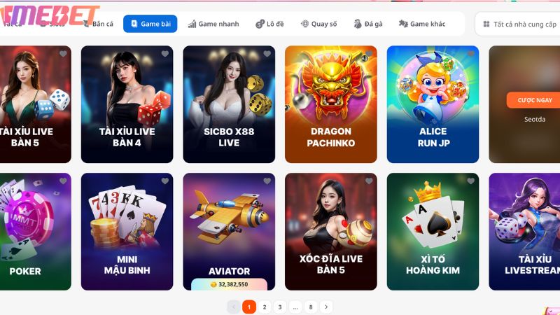 Những tựa game bài Mebet cực hot